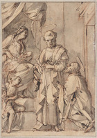 K 038
<br/>
Petrus met twee heiligen en een engel
<br/>
<em>Baglione, Giovanni (ca. 1570-ca. 1644)</em>